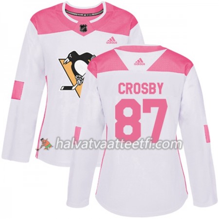 Naisten NHL Pittsburgh Penguins Pelipaita Sidney Crosby 87 Adidas 2017-2018 Valkoinen Vaaleanpunainen Fashion Authentic
